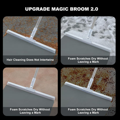 2-in-1 Floor Cleaner Brush – Multifunction Magic Broom & Silicone Floor Squeegee for Wet and Dry Cleaning