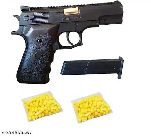 Action Force Toy Gun – Safe Plastic Bullets, Black & Yellow